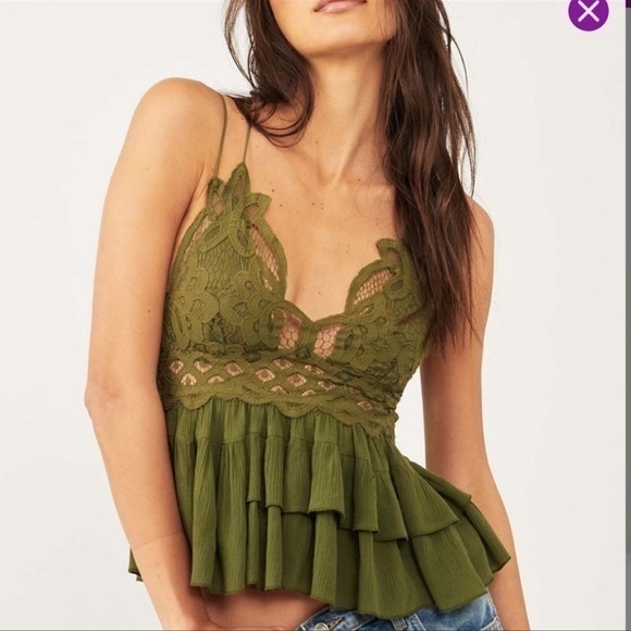 Free people olive sparrow ruffle embroidered bralette